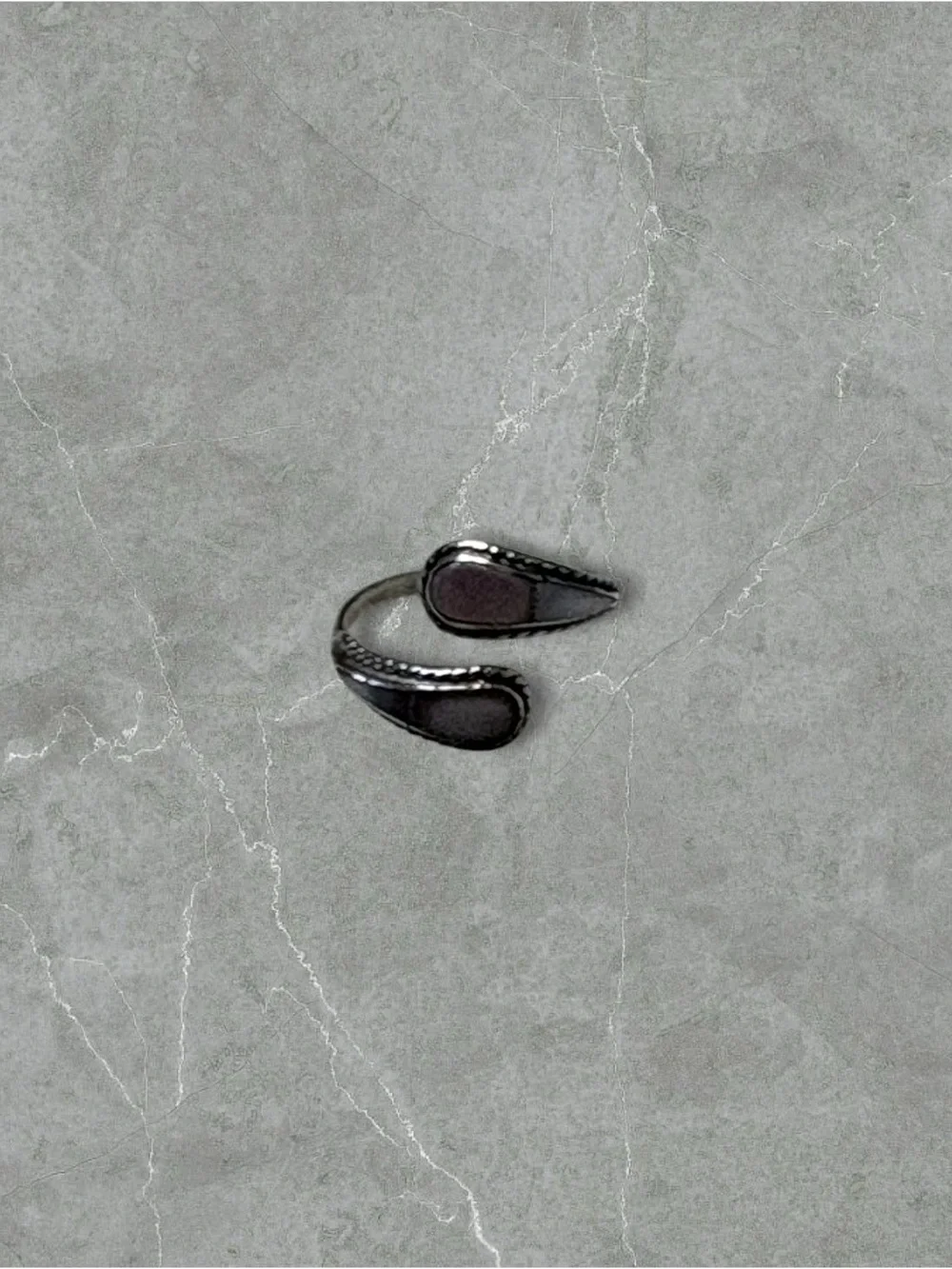 Platinum over 925 Silver Mother of Pearl Bypass Ring - Size 6